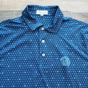 Peter Millar Polo Mens Small Blue Skull AOP Golf Seeing Double Performance